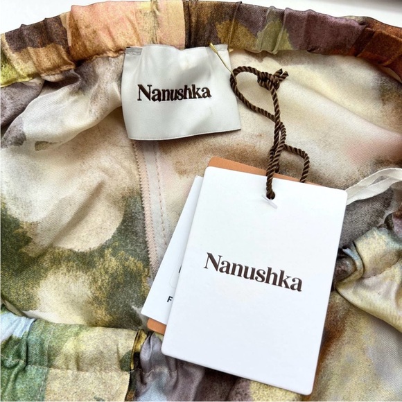Nanushka Mary Watercolor Twill Silk Overlapping Side Seam Shorts SMALL NWT - Picture 3 of 6